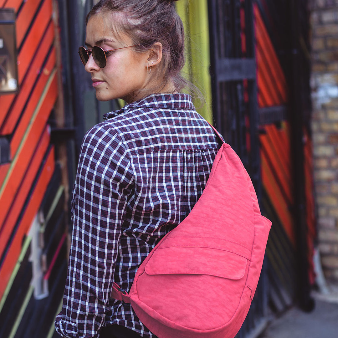 AmeriBag 17" Distressed Nylon Healthy Back Bag Tote® (Calypso Pink)